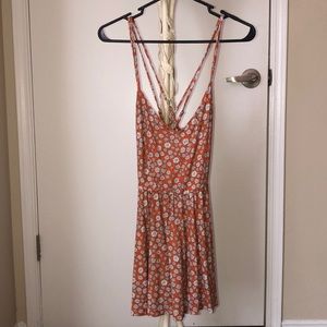 Forever 21 orange, flowered romper size medium